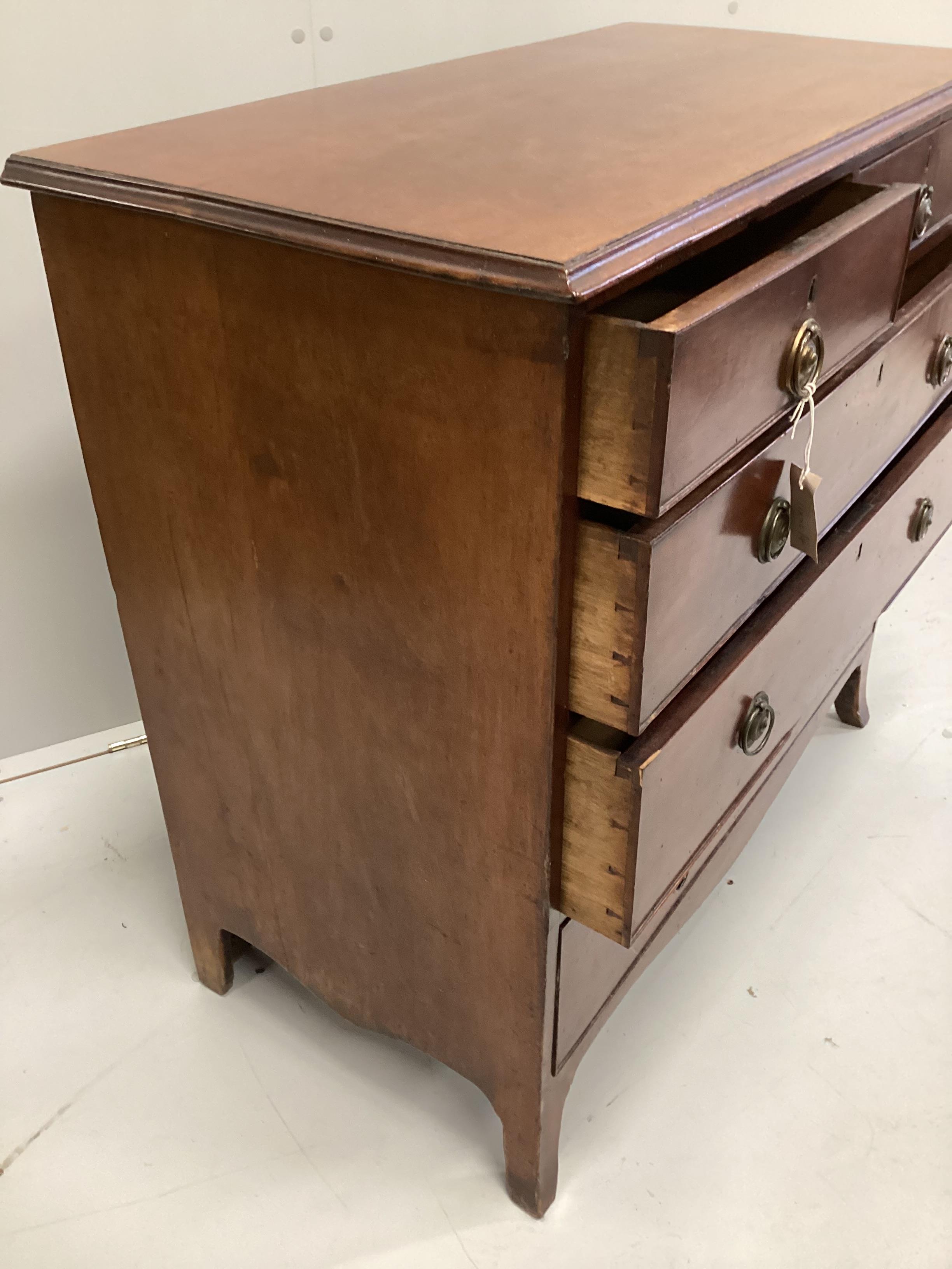 A small George IV mahogany five drawer chest, width 93cm, depth 47cm, height 89cm